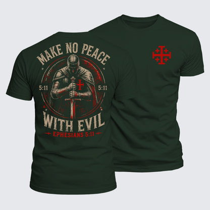 Luxe Mercerized Cotton Tee - Make No Peace with Evil Knight Templar Jerusalem Cross