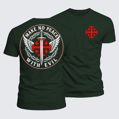 Luxe Mercerized Cotton Tee - Make No Peace with Evil  Jerusalem Cross