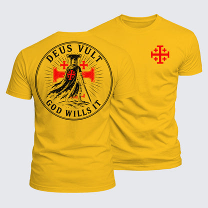 Luxe Mercerized Cotton Tee - Knights Templar Deus Vult