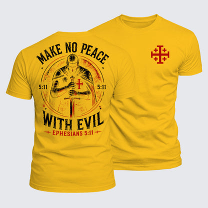 Luxe Mercerized Cotton Tee - Make No Peace with Evil Knight Templar Jerusalem Cross