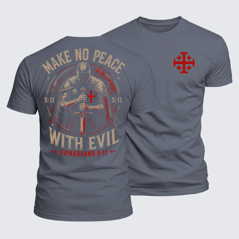Luxe Mercerized Cotton Tee - Make No Peace with Evil Knight Templar Jerusalem Cross