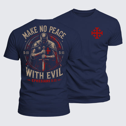 Luxe Mercerized Cotton Tee - Make No Peace with Evil Knight Templar Jerusalem Cross