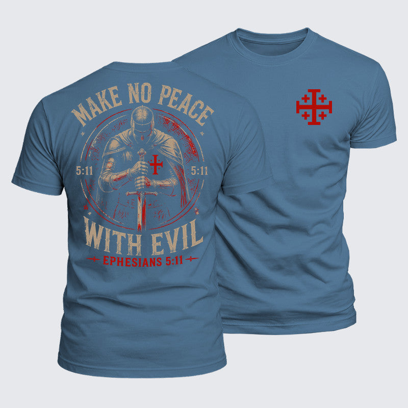 Luxe Mercerized Cotton Tee - Make No Peace with Evil Knight Templar Jerusalem Cross