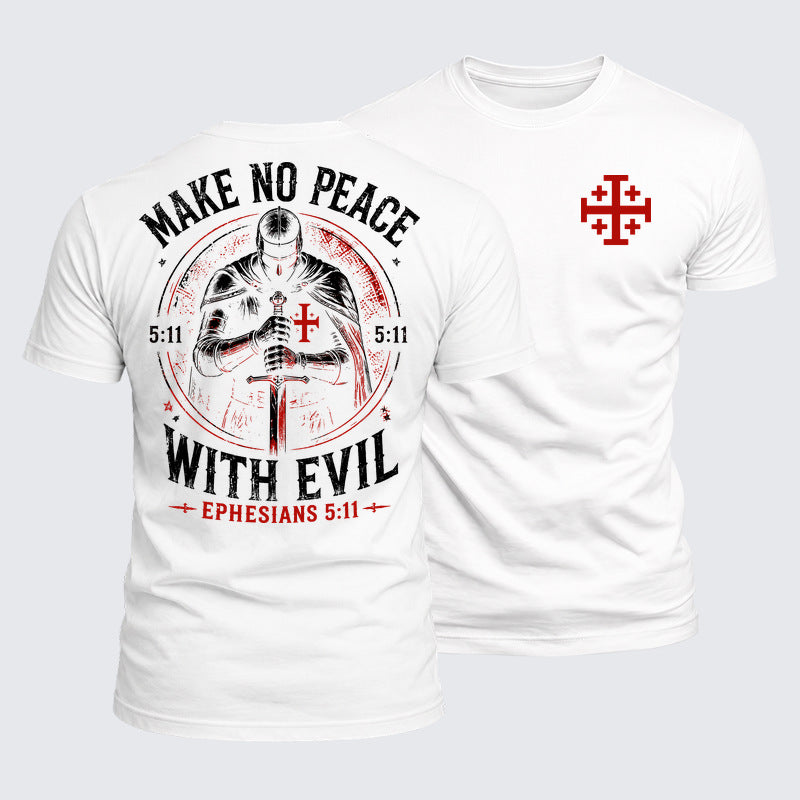 Luxe Mercerized Cotton Tee - Make No Peace with Evil Knight Templar Jerusalem Cross