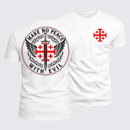 Luxe Mercerized Cotton Tee - Make No Peace with Evil  Jerusalem Cross