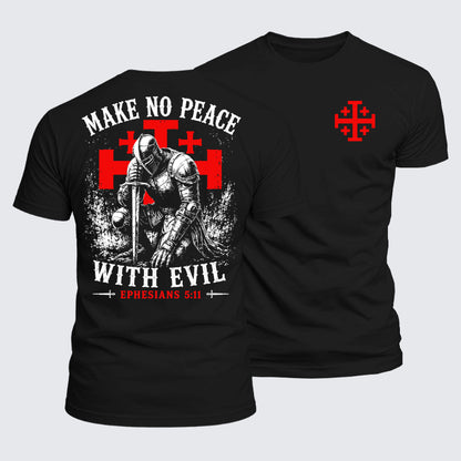 Luxe Mercerized Cotton Tee - Make No Peace with Evil Knight Templar Jerusalem Cross