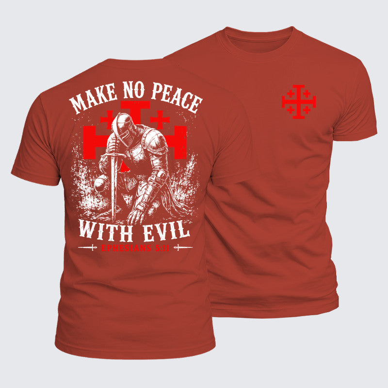 Luxe Mercerized Cotton Tee - Make No Peace with Evil Knight Templar Jerusalem Cross