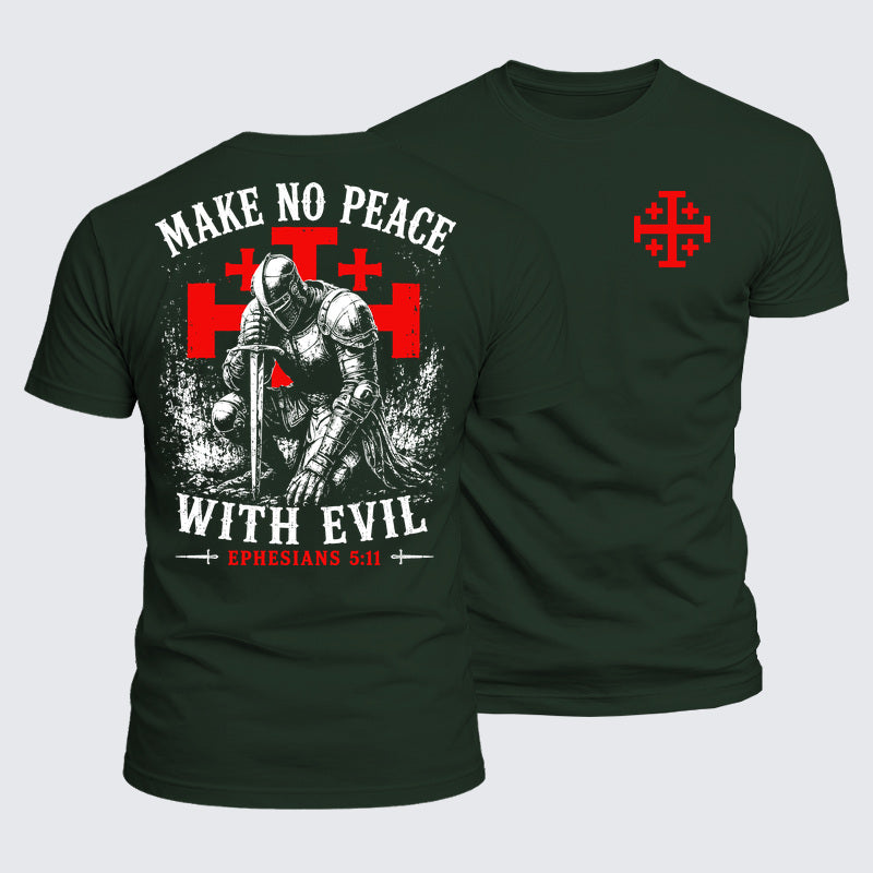 Luxe Mercerized Cotton Tee - Make No Peace with Evil Knight Templar Jerusalem Cross