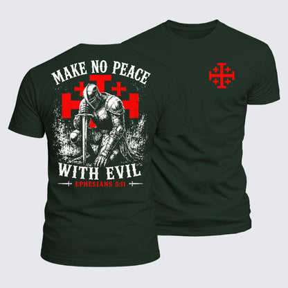 Luxe Mercerized Cotton Tee - Make No Peace with Evil Knight Templar Jerusalem Cross