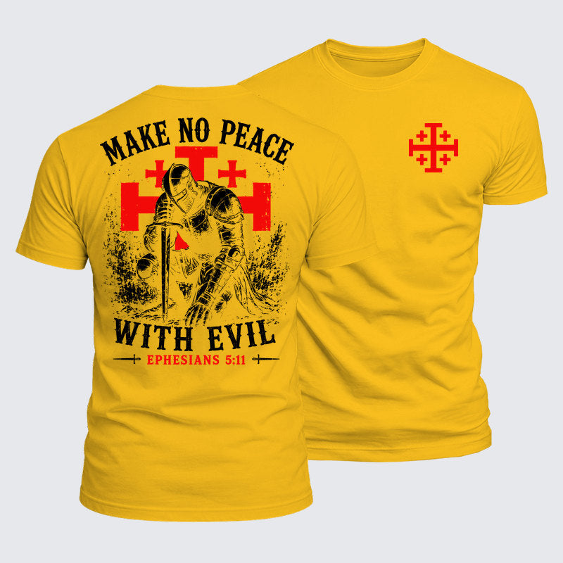 Luxe Mercerized Cotton Tee - Make No Peace with Evil Knight Templar Jerusalem Cross