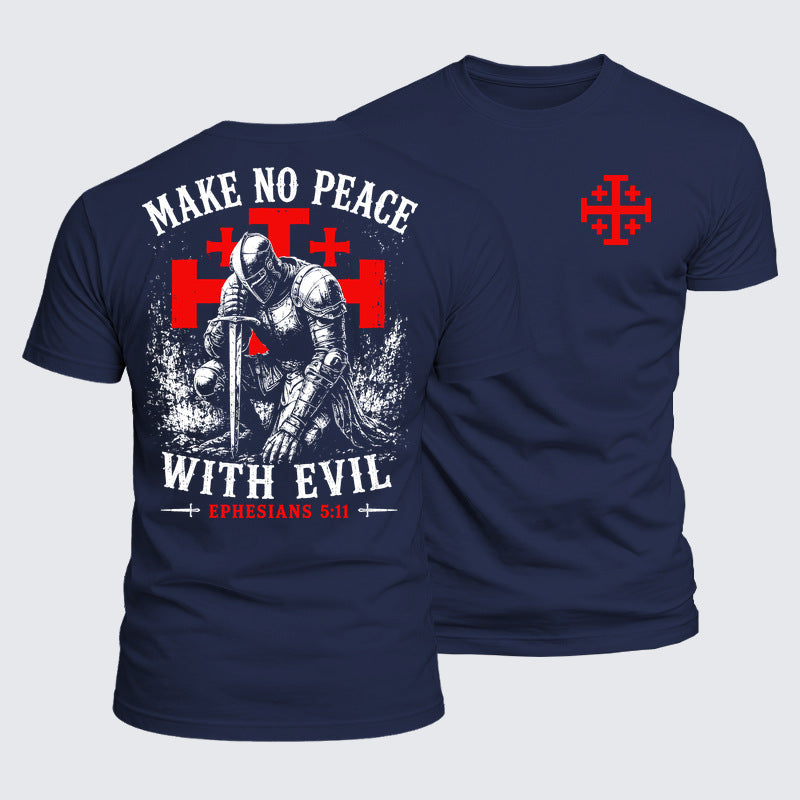 Luxe Mercerized Cotton Tee - Make No Peace with Evil Knight Templar Jerusalem Cross