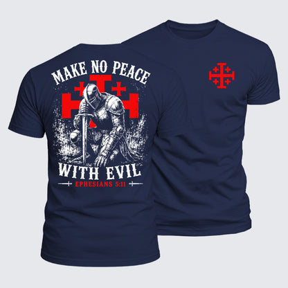 Luxe Mercerized Cotton Tee - Make No Peace with Evil Knight Templar Jerusalem Cross