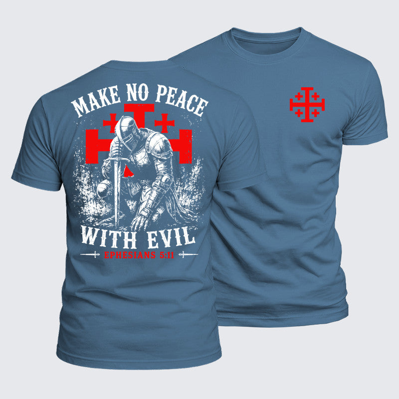 Luxe Mercerized Cotton Tee - Make No Peace with Evil Knight Templar Jerusalem Cross
