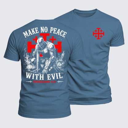 Luxe Mercerized Cotton Tee - Make No Peace with Evil Knight Templar Jerusalem Cross