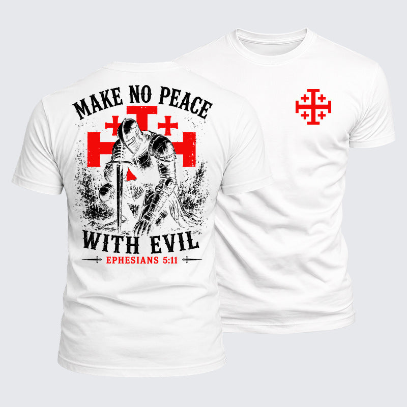 Luxe Mercerized Cotton Tee - Make No Peace with Evil Knight Templar Jerusalem Cross
