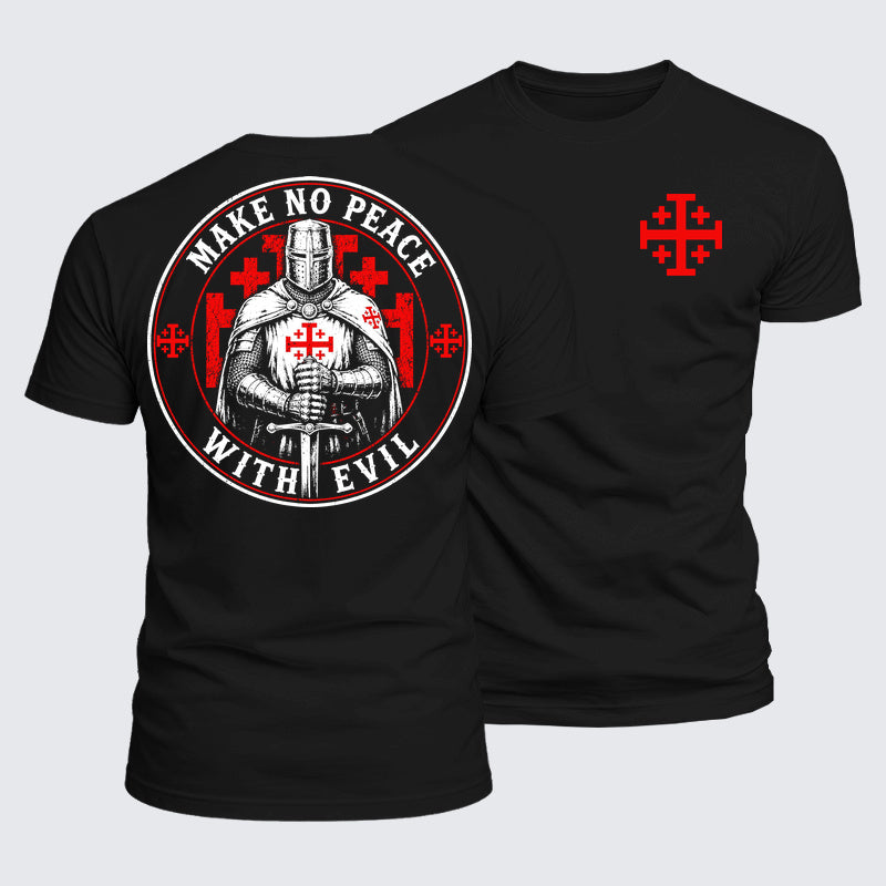 Luxe Mercerized Cotton Tee - Make No Peace with Evil Knight Templar Jerusalem Cross