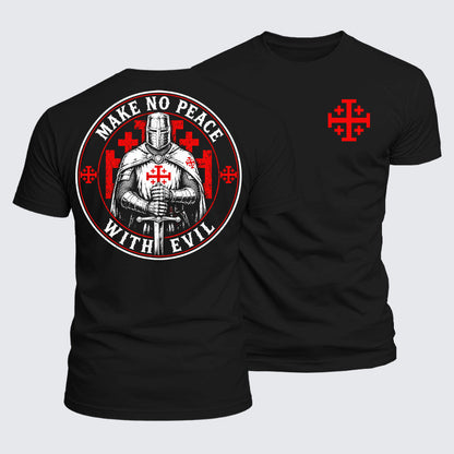 Luxe Mercerized Cotton Tee - Make No Peace with Evil Knight Templar Jerusalem Cross