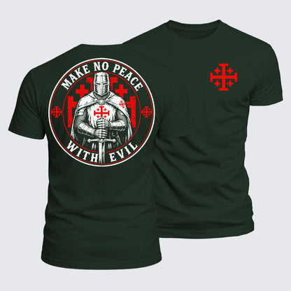 Luxe Mercerized Cotton Tee - Make No Peace with Evil Knight Templar Jerusalem Cross