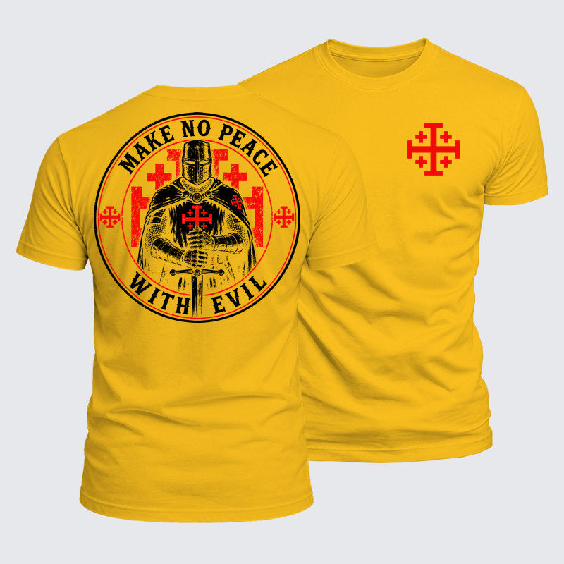 Luxe Mercerized Cotton Tee - Make No Peace with Evil Knight Templar Jerusalem Cross