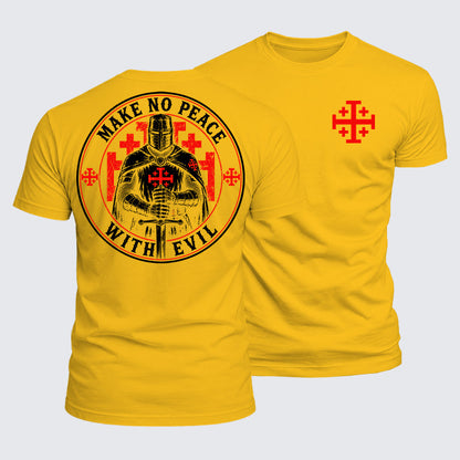 Luxe Mercerized Cotton Tee - Make No Peace with Evil Knight Templar Jerusalem Cross
