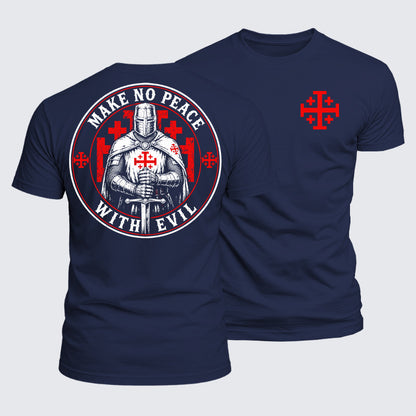 Luxe Mercerized Cotton Tee - Make No Peace with Evil Knight Templar Jerusalem Cross