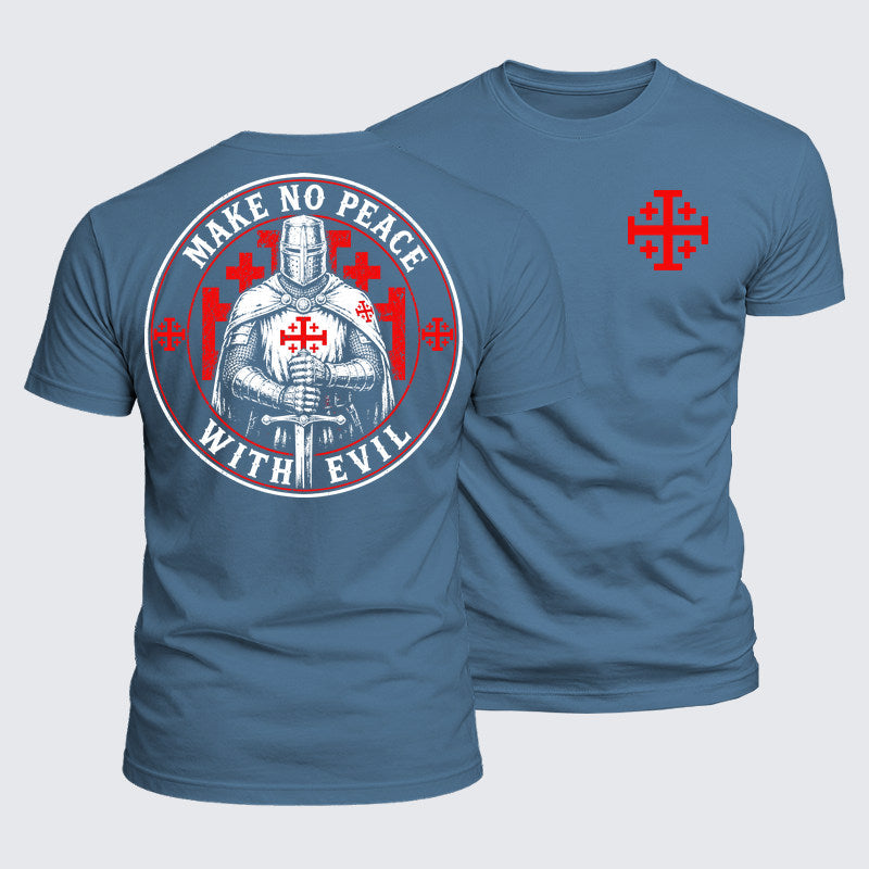 Luxe Mercerized Cotton Tee - Make No Peace with Evil Knight Templar Jerusalem Cross