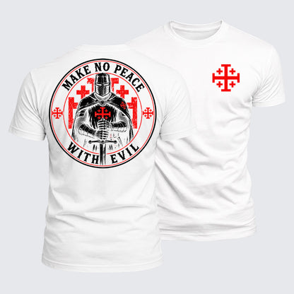 Luxe Mercerized Cotton Tee - Make No Peace with Evil Knight Templar Jerusalem Cross