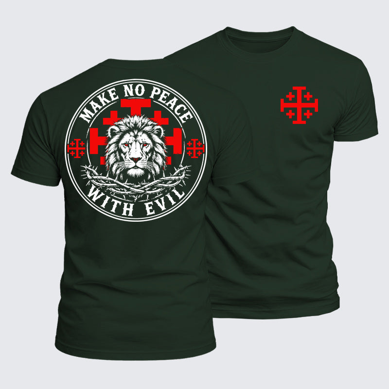 Luxe Mercerized Cotton Tee - Make No Peace with Evil  Jerusalem Cross
