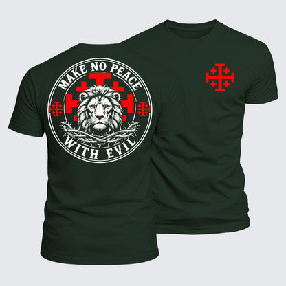 Luxe Mercerized Cotton Tee - Make No Peace with Evil  Jerusalem Cross