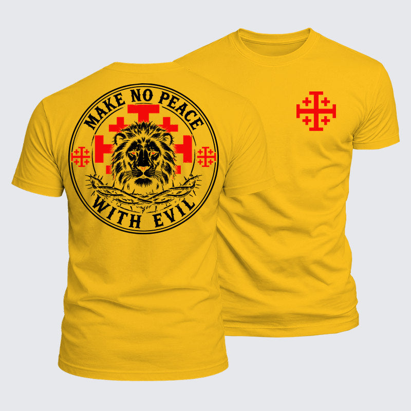 Luxe Mercerized Cotton Tee - Make No Peace with Evil  Jerusalem Cross