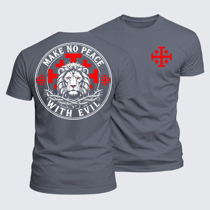 Luxe Mercerized Cotton Tee - Make No Peace with Evil  Jerusalem Cross