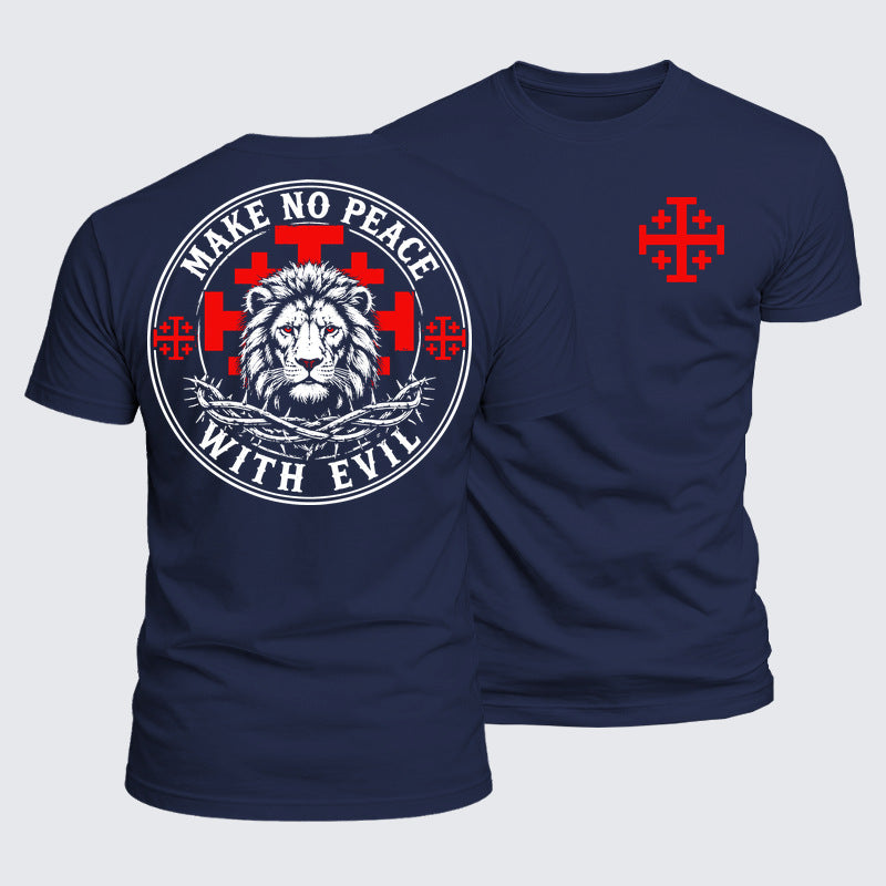 Luxe Mercerized Cotton Tee - Make No Peace with Evil  Jerusalem Cross