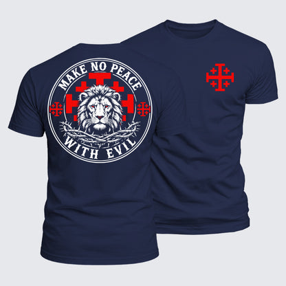 Luxe Mercerized Cotton Tee - Make No Peace with Evil  Jerusalem Cross