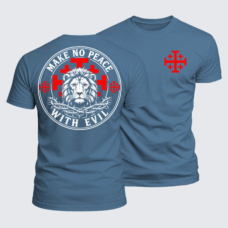Luxe Mercerized Cotton Tee - Make No Peace with Evil  Jerusalem Cross
