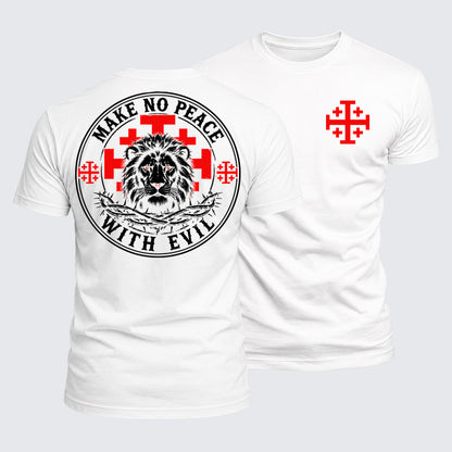 Luxe Mercerized Cotton Tee - Make No Peace with Evil  Jerusalem Cross