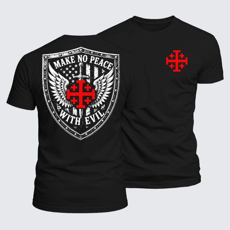 Luxe Mercerized Cotton Tee - Make No Peace with Evil Jerusalem Cross
