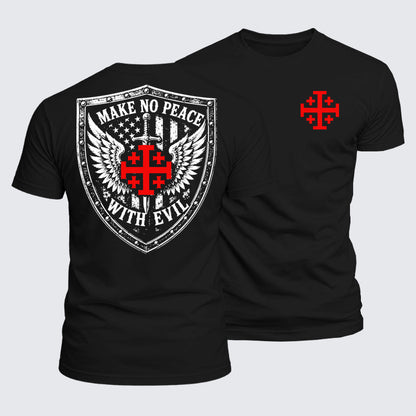 Luxe Mercerized Cotton Tee - Make No Peace with Evil Jerusalem Cross