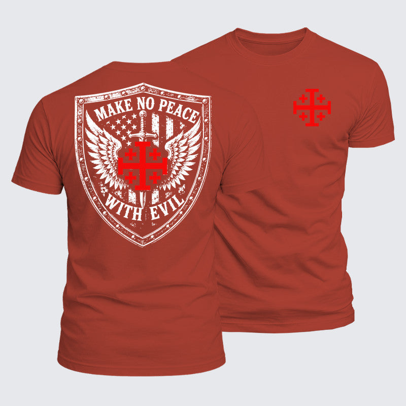 Luxe Mercerized Cotton Tee - Make No Peace with Evil Jerusalem Cross