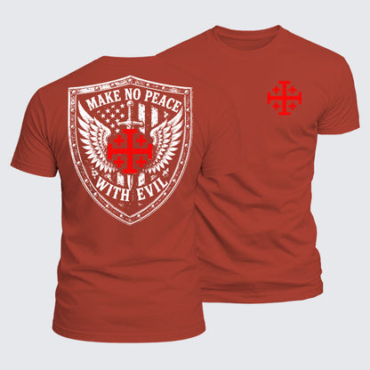 Luxe Mercerized Cotton Tee - Make No Peace with Evil Jerusalem Cross
