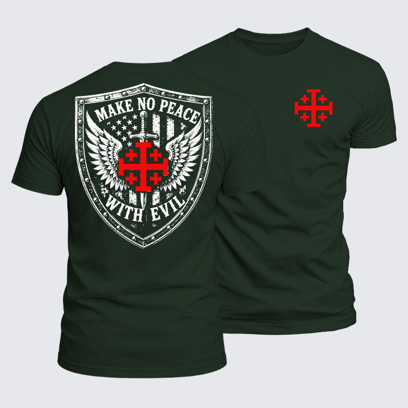Luxe Mercerized Cotton Tee - Make No Peace with Evil Jerusalem Cross