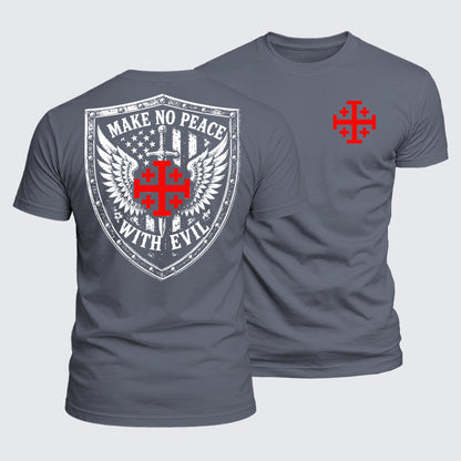 Luxe Mercerized Cotton Tee - Make No Peace with Evil Jerusalem Cross