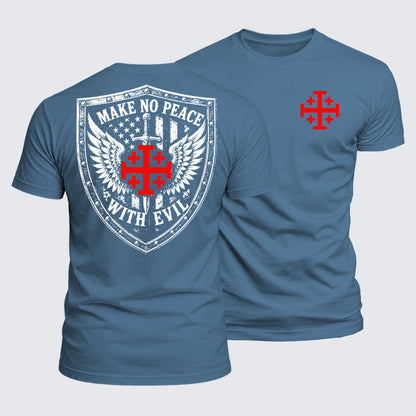 Luxe Mercerized Cotton Tee - Make No Peace with Evil Jerusalem Cross
