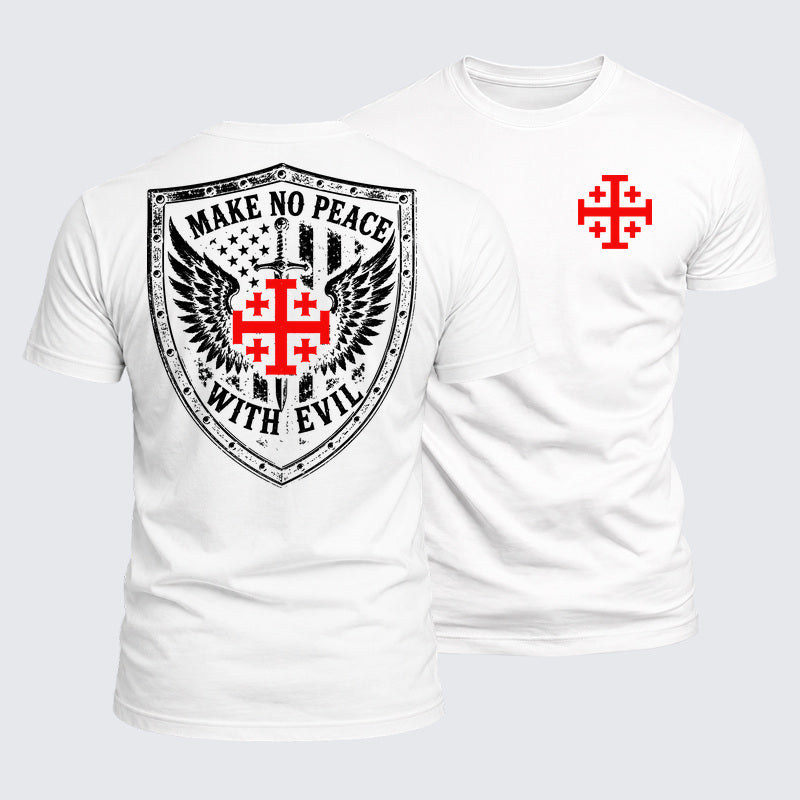 Luxe Mercerized Cotton Tee - Make No Peace with Evil Jerusalem Cross