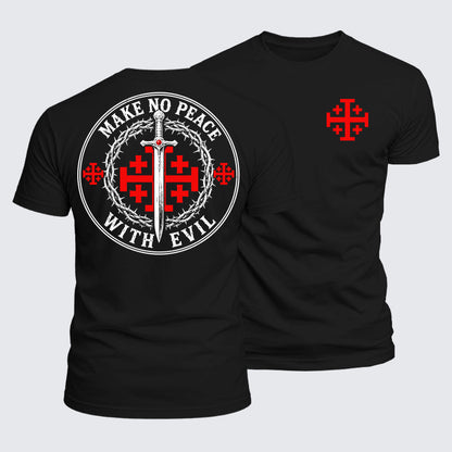 Luxe Mercerized Cotton Tee - Make No Peace with Evil Jerusalem Cross