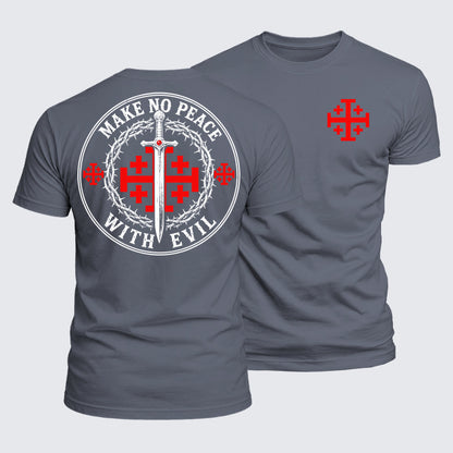 Luxe Mercerized Cotton Tee - Make No Peace with Evil Jerusalem Cross
