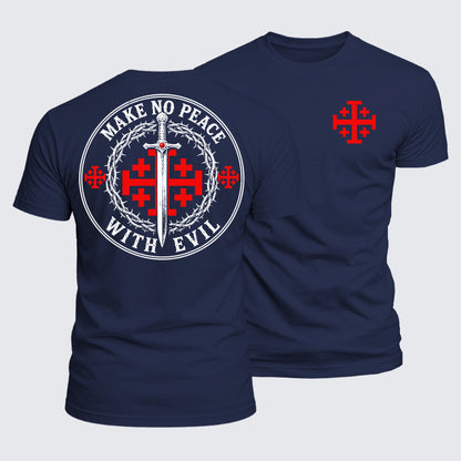 Luxe Mercerized Cotton Tee - Make No Peace with Evil Jerusalem Cross