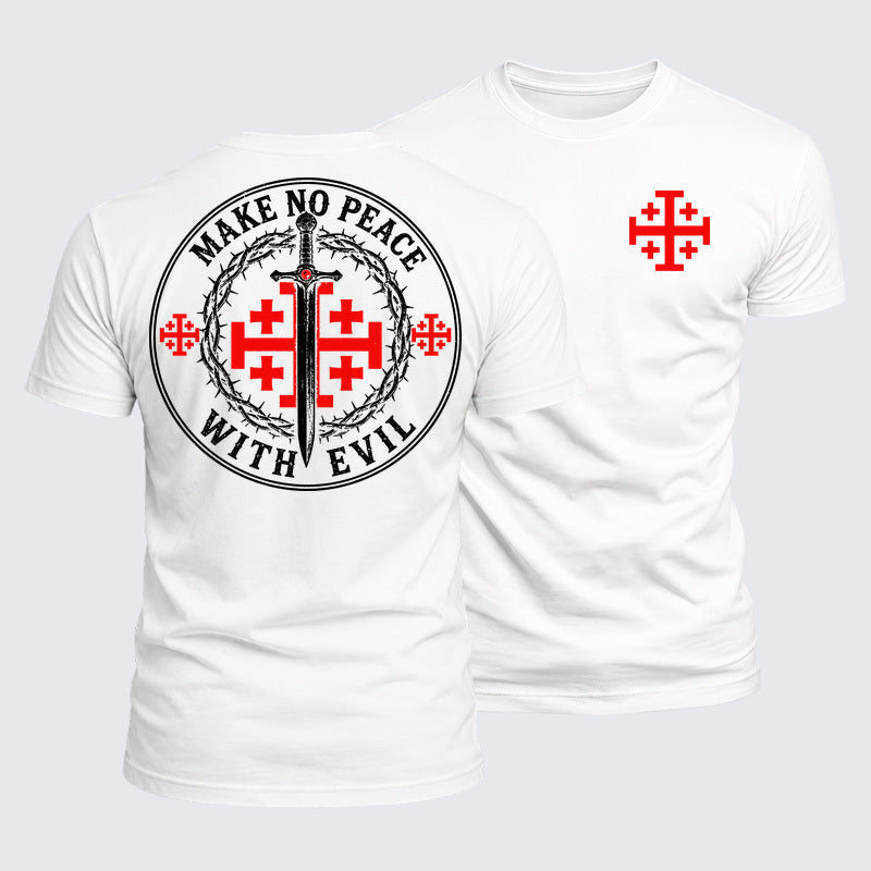 Luxe Mercerized Cotton Tee - Make No Peace with Evil Jerusalem Cross