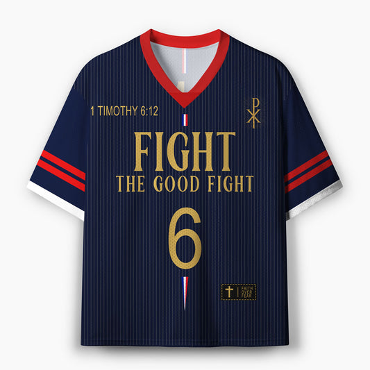 Personalized Fight The Good Fight Christian Mesh Jersey
