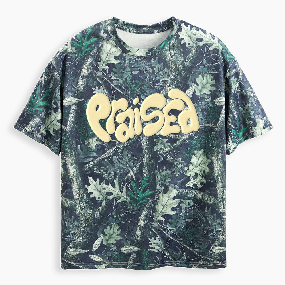 Praised Christian Puff Printed Camo T-Shirt