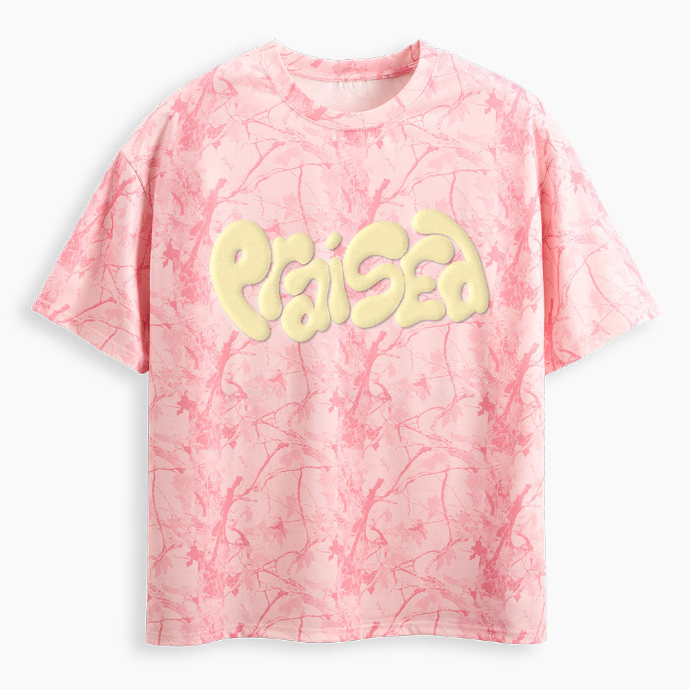 Praised Christian Puff Printed Camo T-Shirt